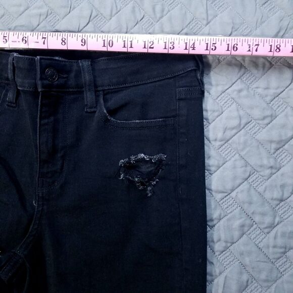 American Eagle Jeans Womens 6 Short Black Jegging Next Level Stretch Dark Denim - Picture 2 of 12